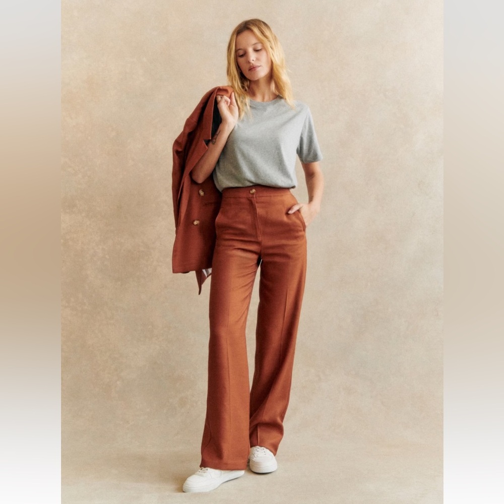 Sezane Martin Trousers - Caramel - Size 10 - Picture 6 of 6